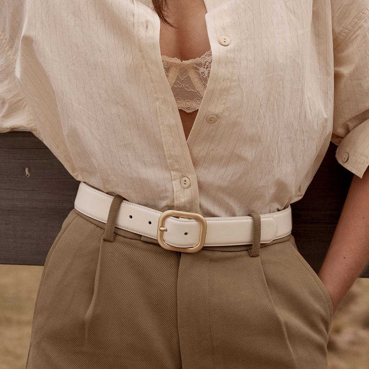 Falling Quiet Belt - Ivory Nappa/Gold - Image 8