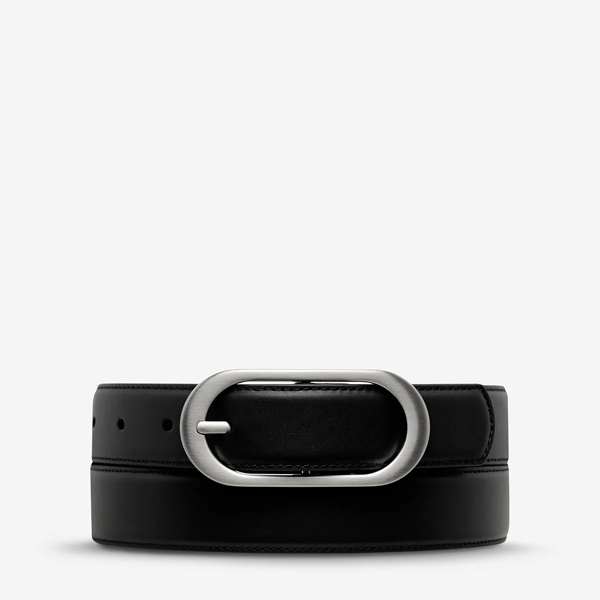 Final Loop Belt - Black Nappa/Silver